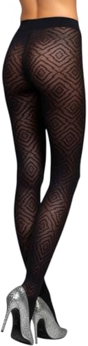 Image of ToBeInStyle Women's Strappy Zig Zag Lace Up Bandage Print Fashion Goth Tights