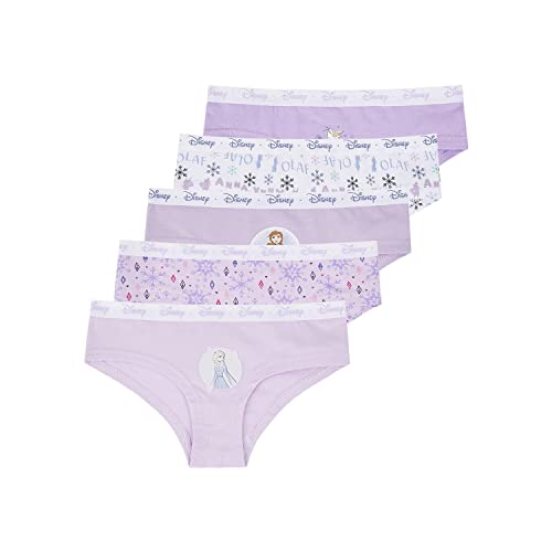 Disney Culotte Fille Coton, sous Vetements Feminins, Agréable, Liberté de Mouvement (Lot de 5), Violet, 4-5 Ans