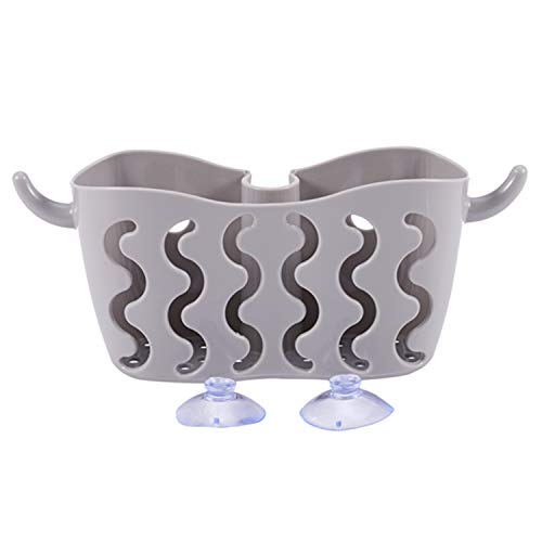 Sxmrmnx Grifo para fregadero de cocina, organizador colgante para fregadero, escurridor, jabón, esponja, cestas de almacenamiento, color gris