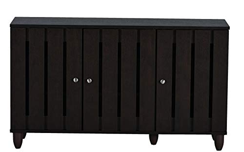 Image of DeckUp Minang 3-Door Engineered Wood Shoe Rack (Dark Wenge, Matte Finish)