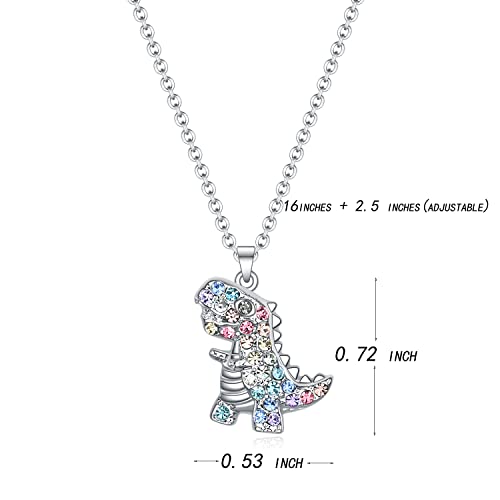 SUMFAN T-Rex Dinosaur Necklace for Women & Girls, Tyrannosaurus Pendant Jewelry Gift for Daughter, Granddaughter, Niece - Birthday, Christmas, Valentine's Day3