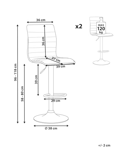 Tabouret de bar pivotant réglable simili cuir beige comptoir cuisine x2 - 4