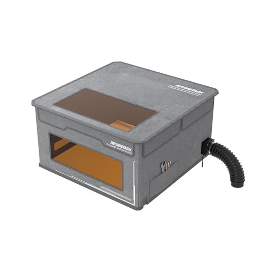 ATOMSTACK FB2 Laser Engraver Enclosure 30 X 29 X 17 with Exhaust Vent & Pipe Fireproof Dustproof Foldable Protective Cover Odor Noise Reduction Eye Protection Compatible for Most Engraver Machines