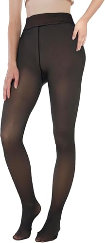 Ofrdncy Womens Fleece Lined Tights - Fake Sheer Warm Pantyhose Thick Winter Leggings for Winter