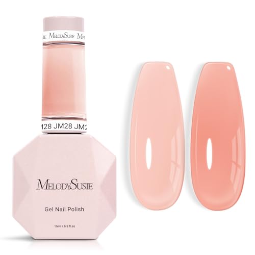 Image of MelodySusie Nude Gel Nail Polish, 0.5Fl.oz Jeweliver Milky Gel Polish Milky Nude Pastel Color Sheer Gel Nails Soak Off UV LED Light Cure Gift for Manicure Nail Art DIY at Home JM28