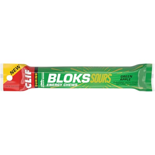 Image of Clif Bloks Sours - Green Apple Flavor - Energy Chews - Non-GMO - Plant Based - Fast Fuel for Cycling and Running - Quick Carbohydrates and Electrolytes - 2.12 oz, 18 Count (Pack of 8)