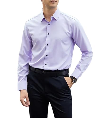 Chemise d'été homme décontractée manches longues boutonnée violet XL
