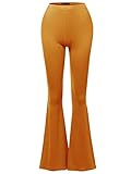 SSOULM Women's Stretchy Wide Leg High Waist Bell Bottom Flare Pants Mustard 2XL