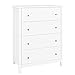 HOCSOK Kommode mit 4 Schubladen, Sideboard Mehrzweckschrank Weiß mit Metall Griffe & Läufer, Schubladenkommode Holz für Flur Schlafzimmer Wohnzimmer