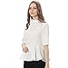 Womens Summer Clergy Shirt Tab Collar Half Sleeve Ruffle Blouse Top White