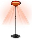 Patio Heater Outdoor 2KW Free Standing Electric – Adjustable Height & Angle Infrared Garden Heater...