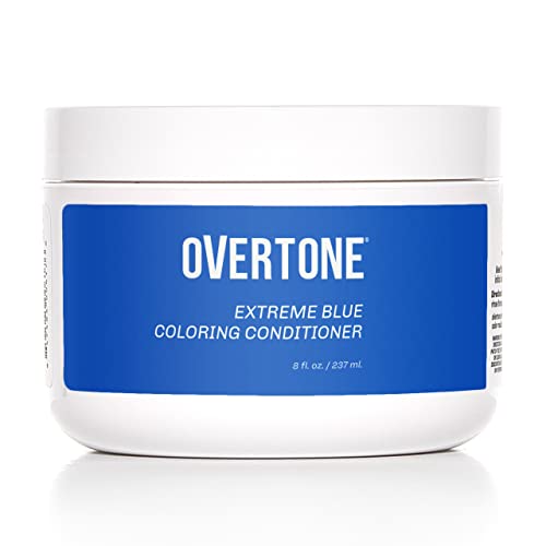 Overtone Haircare Color Depositing Conditioner - 8 Oz Semi Permanent Hair Color Conditioner With Shea Butter & Coconut Oil - Extreme Blue Temporary Cruelty-Free Hair Color (Extreme Blue) #TOP12