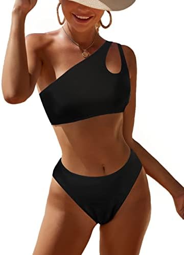 JFAN Costume da Bagno da Donna 2 Pezzi Bikini Push-Up Set Una Spalla Svuotare Costumi da Bagno Due Pezzi a Vita Alta JFAN Costume da Bagno da Donna 2 Pezzi Bikini Push-Up Set Una Spalla Svuotare Costumi da Bagno Due Pezzi a Vita Alta