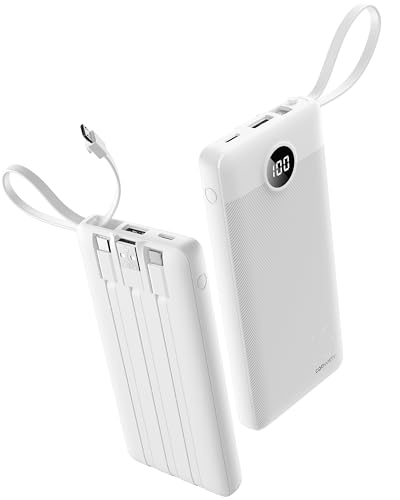 Coowisty 10000mAh Slim Power Bank (Built-in Cables)