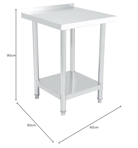 Mesa de acero inoxidable WT2424B de cocina 60x60 cm con cantos ajustables 3