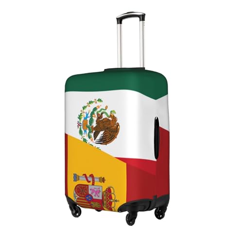 Travel Luggage Cover Half Mexico Half Spain Flag Fashion Washable Baggage Suitcase Protector Fit For Luggage X-Large2