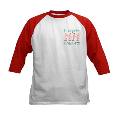 CafePress Kindergarten Graduate Kids Baseball Jersey Kids Cotton Baseball Jersey, 3/4 Raglan Sleeve Shirt Red/White
