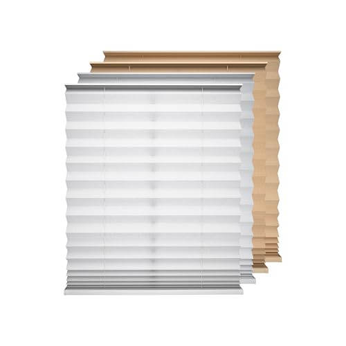 BLINDS101 Cordless Pleated Fabric Shades for Indoor...