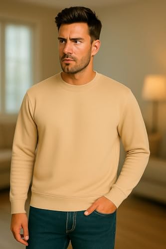 Image of Men's Premium Sweatshirt - Warm, Soft & Stylish Pullover | Casual Winter wear with Full Sleeves | Perfect for Gym, Travel & Everyday Comfort | Plain Sweatshirt for Men