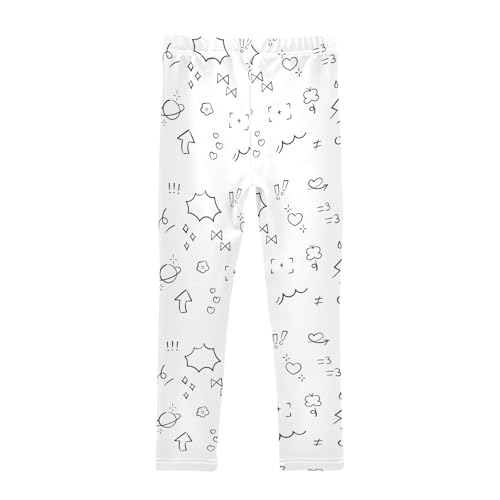 Cute Pen Line Doodle Element Girls Leggings,Workout Leggings for Girls Toddler Athletic Leggings Size for 3-10T2