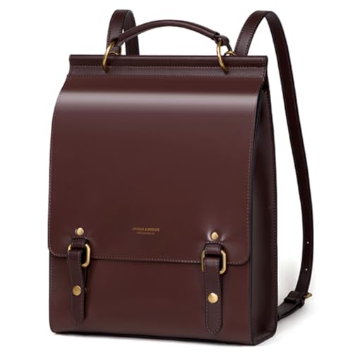 Image of Cnoles Leather Backpack Purse For Women Fashion Ladies Vintage Bag Casual School College Travel Backpacks Bookbag