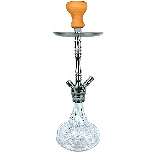 BGSFF Mittleres Shisha-Set, 1 Schlauch, arabisches Shisha-Zubehör aus Edelstahl, Keramik-Räuchertopf, Glasvasenboden – Bild 3