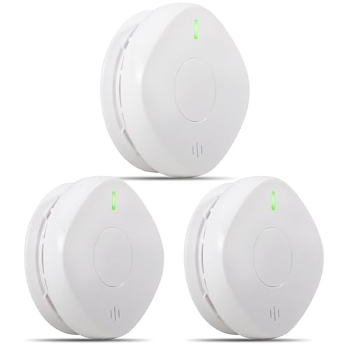 Smoke Detector Carbon Monoxide Detector Combo 10 Year Battery， 2 in 1 Smoke Detector, LED Warning Light Indicators, White, 3 Pack