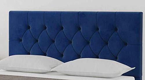 Spring Well, Alton Headboard in Plush velvet, 26''/20'' Buttons, Many colours (4ft-30'' Height, Navy Blue)