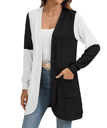Image of YSYOKOW Cardigan Sweaters for Women Long Sleeve Open Front with Pockets | Long Cardigans for Women Lightweight Soft Casual Dressy Loose Fit Cardigan Sweater with Pockets for Work and Office