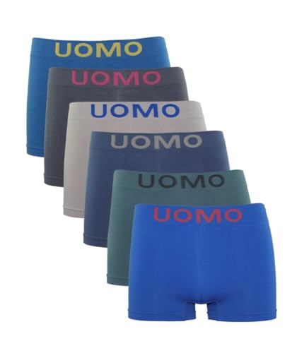 Channo Herren-Boxershorts aus Lycra, Nahtlos, Weich und Bequem - Packung mit 6, Mehrfarbig D, XL
