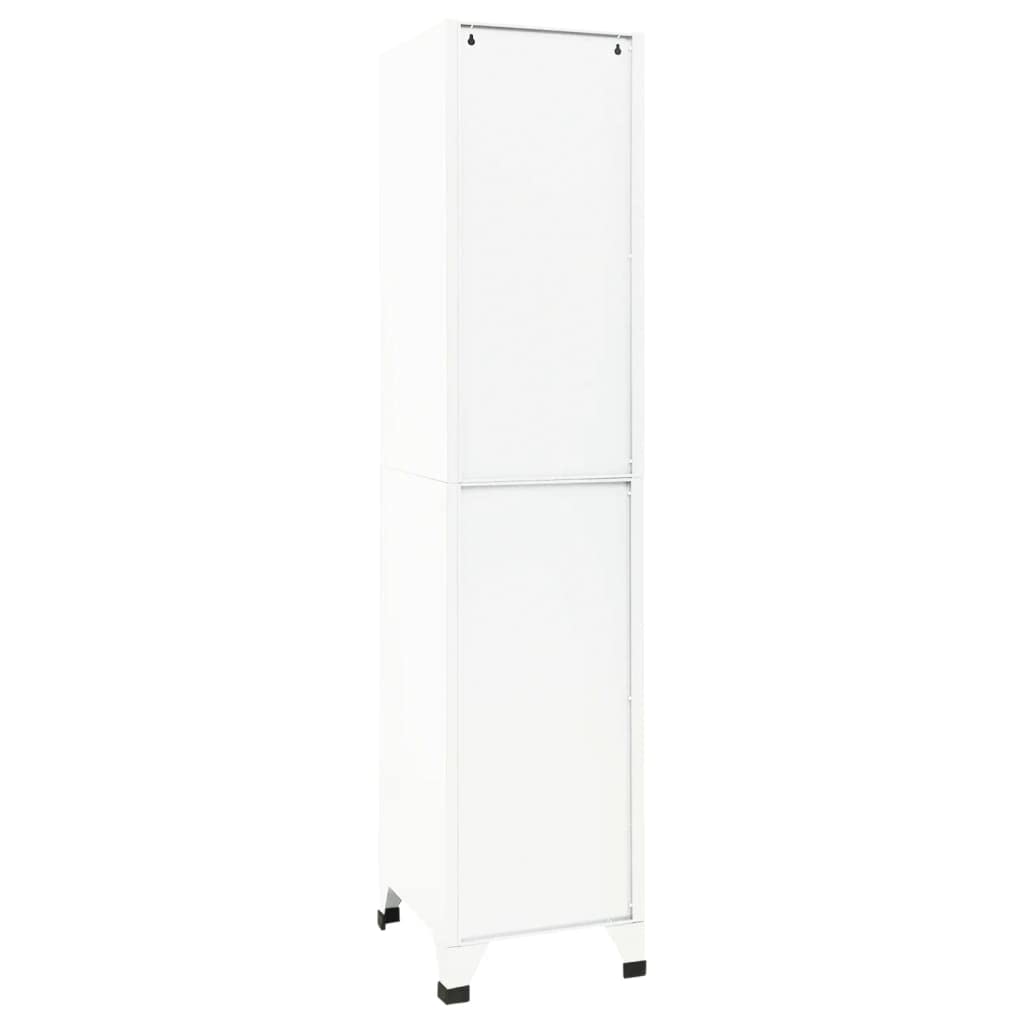 SYDE Armadio in acciaio bianco, 38 x 45 x 180 cm | Porte Ventilate con Serratura, Appendiabiti Interni, Porta Etichette, Scuola e Ufficio