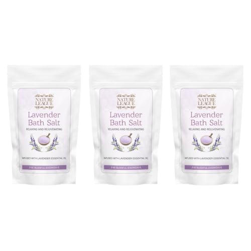 Image of Lavender Bath Salt Soak with Natural Essential Oils, Calming Aromatherapy for Stress Relief, Muscle Relaxation & Skin Revitalization, Luxury Spa-Like Experience, Paraben & Cruelty Free, 250g (Pack of 3)