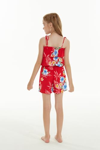 Image of Matchable Family Hawaiian Luau Men Women Girl Boy Clothes in Hibiscus Red