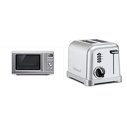 Image of Breville BMO650SIL the Compact Wave Soft Close Countertop Microwave Oven, Silver & Cuisinart CPT-160 Metal Classic 2-Slice Toaster, Brushed Stainless