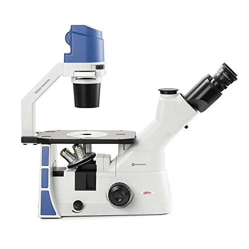 Image of Inverted Trinocular Microscope with Mechanical Stage PLPH 10 /20 /40x, 5W LED and with Transportation Box, Globe Scientific | Euromex