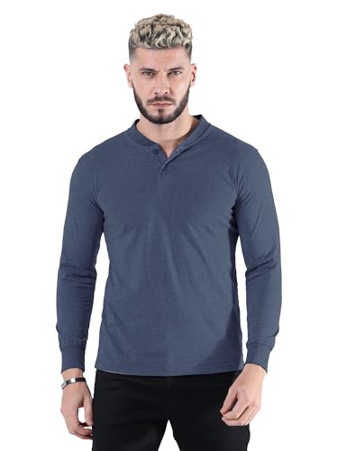 Image of fanideaz Mens Premium High Neck Henley T Shirts for Men Branded Full Sleeve Shirt for Men in Pure Cotton Casual & Formal Wear