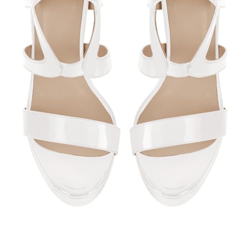 Image of richealnini Women's Crisscross Platform Stiletto High Heels Strappy Sandals with Zipper