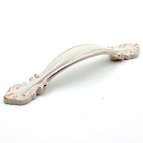 Jetland Ivory White And Gold Edge Cabinet Handle
