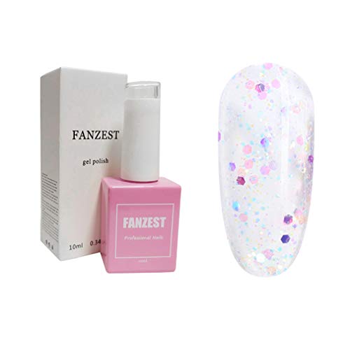 FANZEST Glitter Gel Nail Polish LED UV Gel No Chip Soak Off Nail Gel Polish Manicure Pedicure Single Colors(Cute）