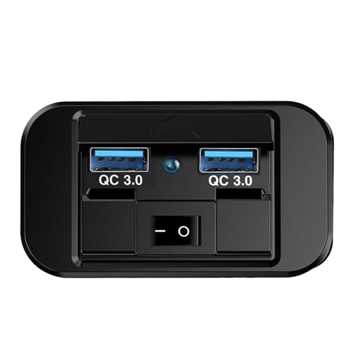 車用 12V USB 充電器、RV USB コンセント -車の改造されたバス USB 携帯電話車の充電器デュアル QC3.0 LED ブルーライト車の防水 2 USB マルチポート電源コンセント,防水 QC3.0 カーソケットクイック LED ライト付きゴ