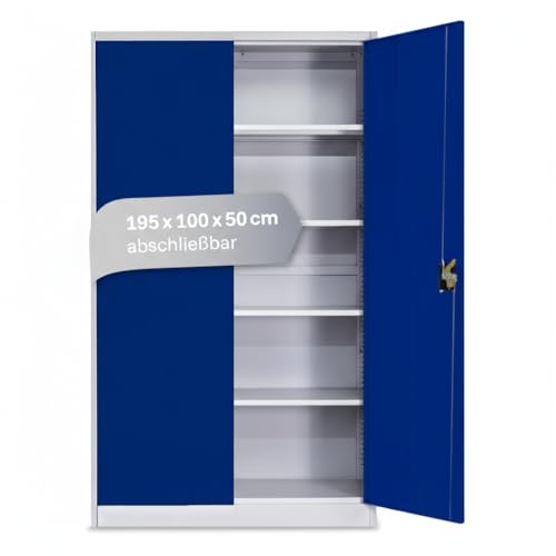 LagerZwei Mehrzweckschrank 195x100x50cm I Metallschrank, 4...