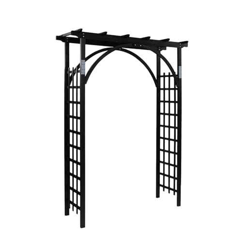 VINGLI 85in Wooden Arbor Garden Arch Wedding Arch for Ceremony Wood Trellis for Plant Climbing Christmas Decor Pergola for Garden Backyard Lawn (Black)