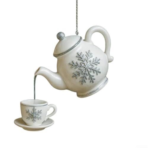 Adorno de tetera flotante vintage y taza de té con diseño de acebo festivo, adecuado para árbol de Navidad y decoración del hogar de temporada (B) Adorno de tetera flotante vintage y taza de té con diseño de acebo festivo, adecuado para árbol de Navidad y decoración del hogar de temporada (B)