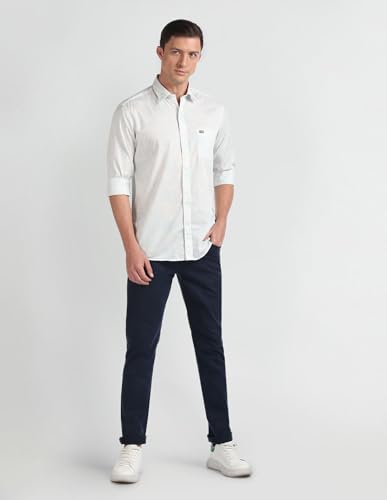 Image of Arrow Abstract Print Twill Casual Shirt White