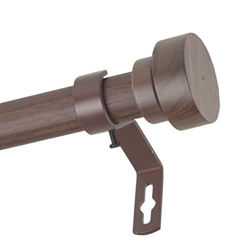 Rod Desyne W100-37-160W2 1" Bonnet Faux Wood Single Curtain Rod, 160-240 Inch, Dark Walnut #TOP2