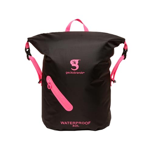Image of geckobrands Lightweight 30L Waterproof Backpack - Lightweight Watertight Outdoor Bag Hiking Traveling Light Water Activities