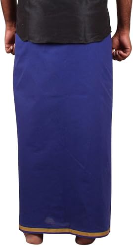 Image of PRAKASAM COTTON Mens Pure Cotton Fine Quality Stitched Pocket welcro attachment dhoti for mens