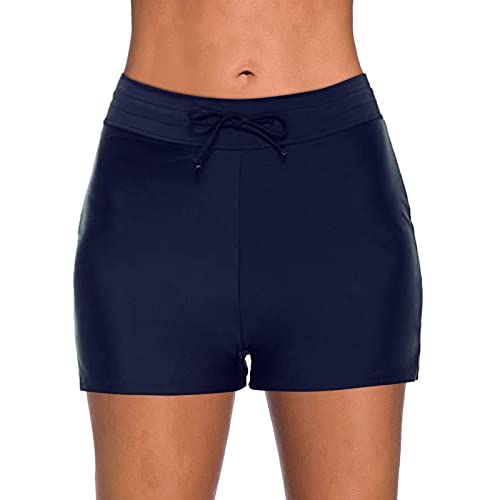 Bikinis Mujer 2026 Braga Alta Bikini Culotte Traje de baño con cordón para Nadar, Pantalones Cortos, Traje de Cintura Alta, Tankini, Pantalones baño para Bikini Talla Grande (Dark Blue, XXL)