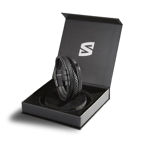 Image of SERASAR Premium Leather Bracelet Men | Stainless Steel Magnetic Clasp | Three Colors | Jewelry Box Included