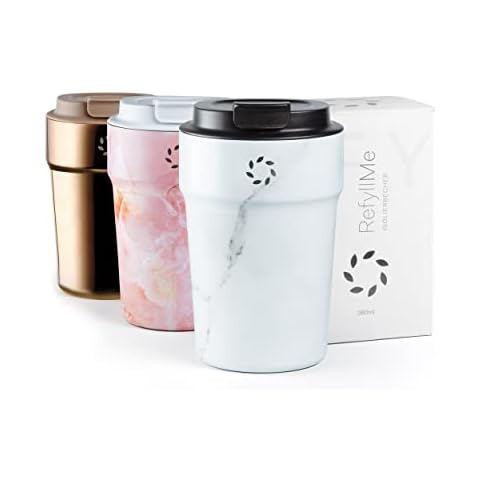 REFYLL ME Thermobecher glazeFyll in 380ml und 500ml - Kaffeebecher, to go Becher aus Edelstahl, doppelwandig isoliert, auslaufsicher, BPA frei - coffee mug, Thermobecher to go Cover
